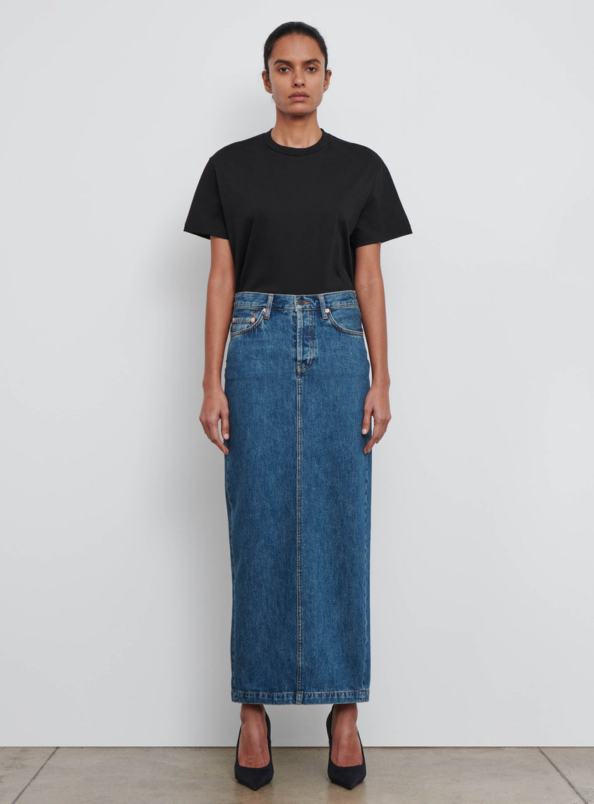 Denim Column Skirt